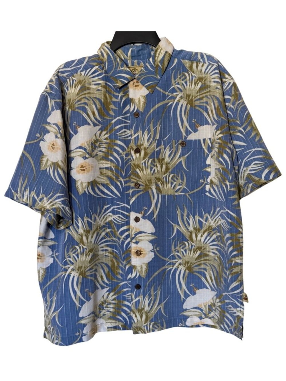 Joe Marlin Original Outfitters Blue-Tone Hawaiian Button-Down Shirt Men Size XL
